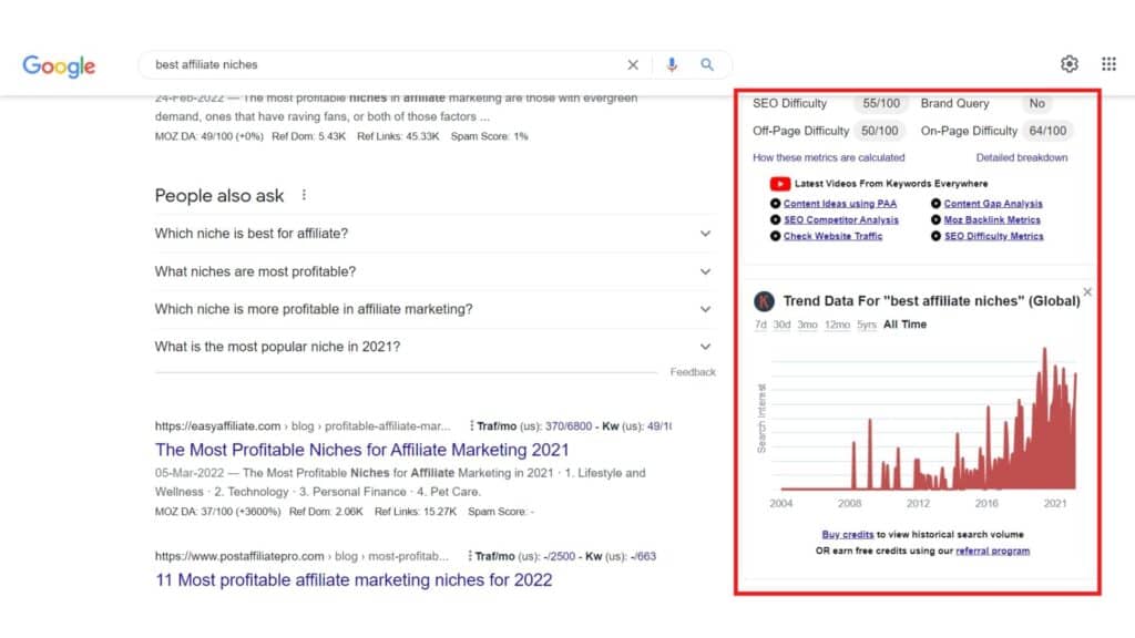 Keywords Everywhere Chrome extension