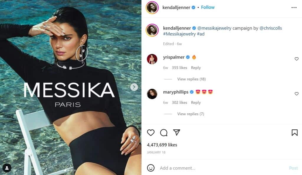 Instagram influencer example